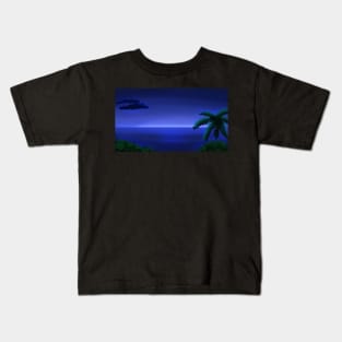 Night Break Beach Scenery - Night Time Anime Landscape Painting Kids T-Shirt